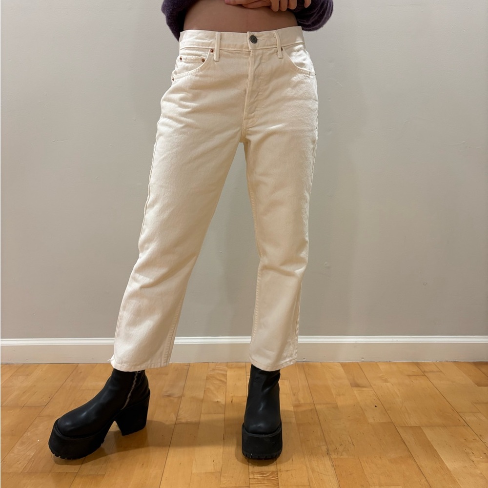 Grlfrnd Straight Leg Jeans High Rise Size 25